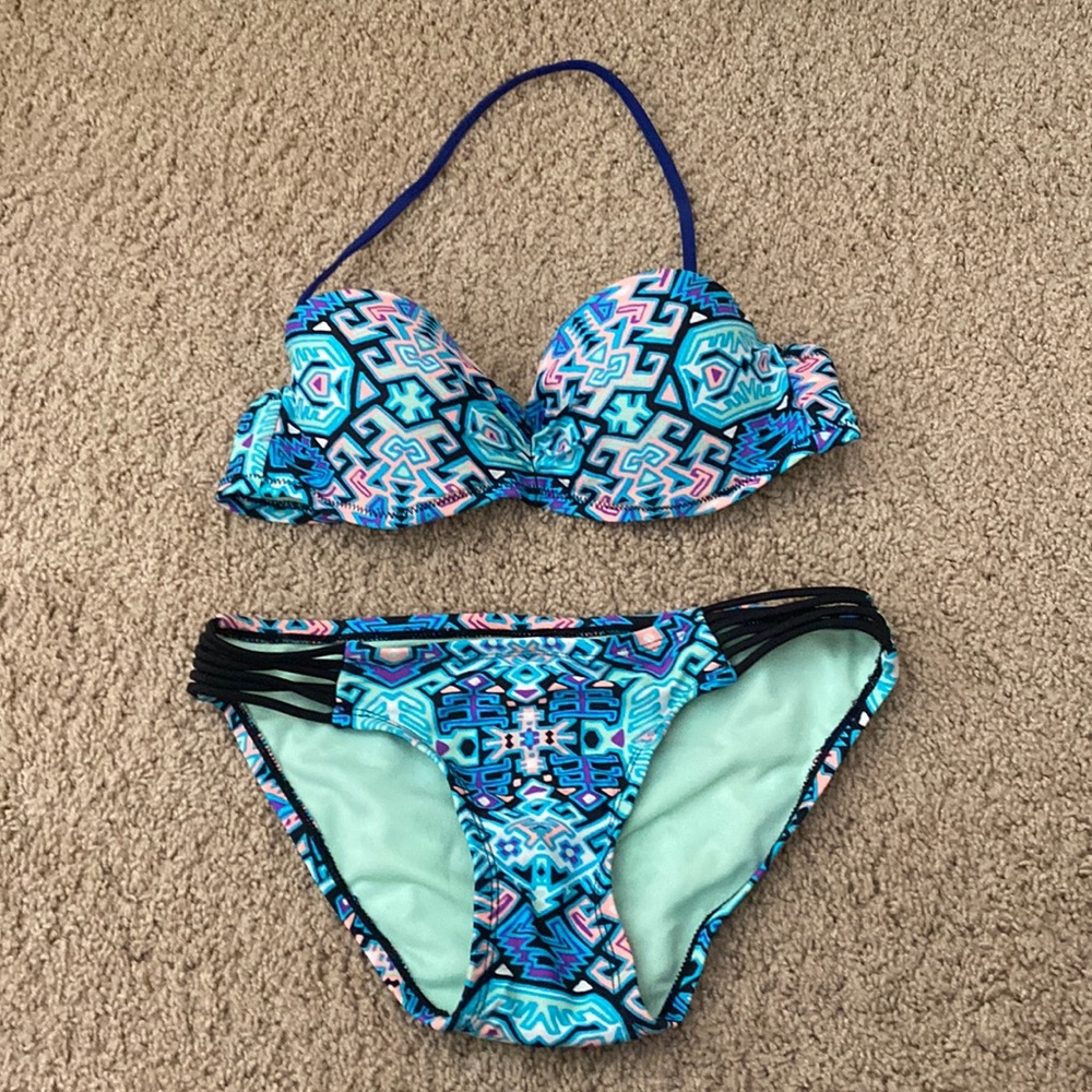 bikini top and bottom with fun pattern